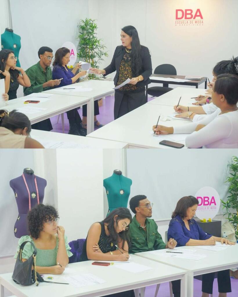Clase de Ilustración de Moda en DBA – Diana Ortiz con estudiantes Clase en vivo del curso de Ilustración de Moda en DBA con estudiantes y facilitadora en acción.